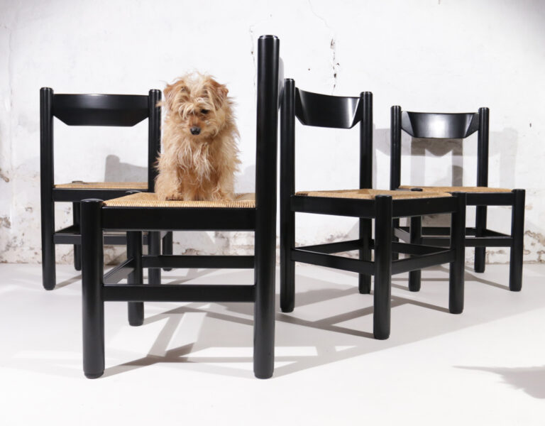 Vico Magistretti / Charlotte Perriand Style Rush Dining Room Chairs 70s
