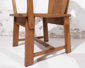Paar brutalist eiken troonstoelen biezen zitting jaren 30 – foto 10
