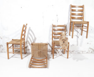Scandinavische grenen stoelen zeegras zitting jaren 60 – foto 7