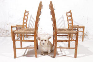 Scandinavische grenen stoelen zeegras zitting jaren 60 – foto 8