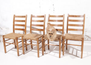 Scandinavische grenen stoelen zeegras zitting jaren 60 – foto 1