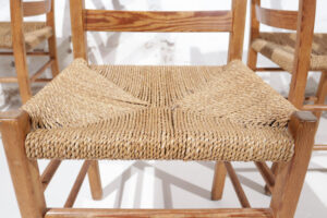 Scandinavische grenen stoelen zeegras zitting jaren 60 – foto 2