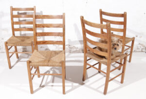 Scandinavische grenen stoelen zeegras zitting jaren 60 – foto 17