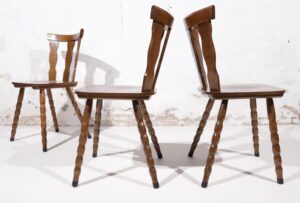 Mid-century brutalist stoel met boogvormige uitsparingen en gedraaide poten – foto 8