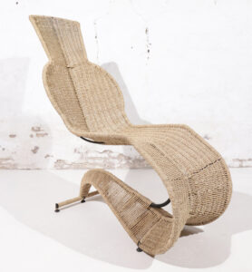 Tom Dixon Bolide rocking chaise zeegras staal 1991 – foto 2