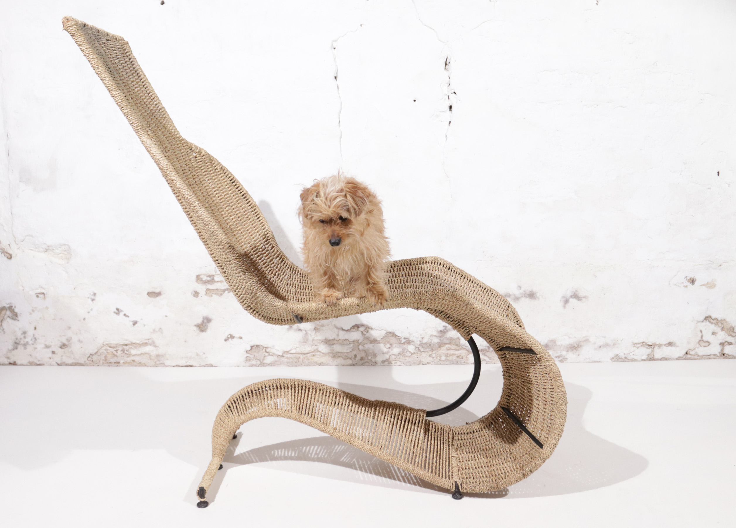 Tom Dixon Bolide rocking chaise zeegras staal 1991 – foto 1