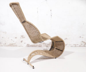 Tom Dixon Bolide rocking chaise zeegras staal 1991 – foto 4