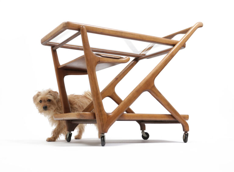 Walnut Midcentury Tea Trolley Cart Cesare Lacca for Cassina