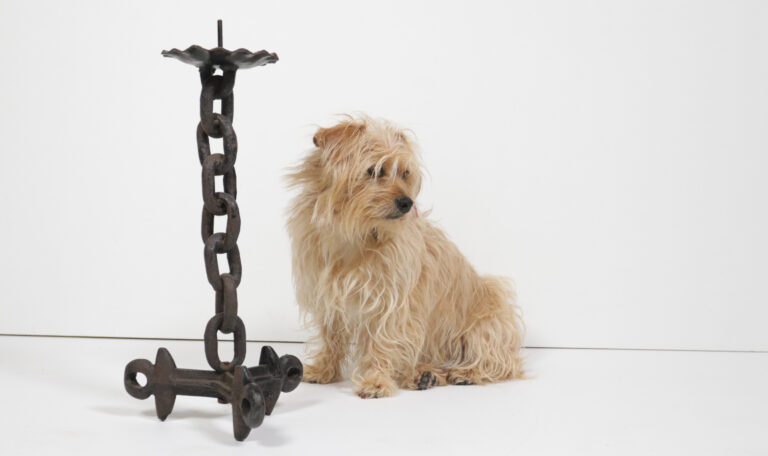 Raw Brutalist Chain Candlestick Mid Century Design