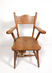 Brutalist eiken haardstoel wabi-sabi fauteuil – foto 2