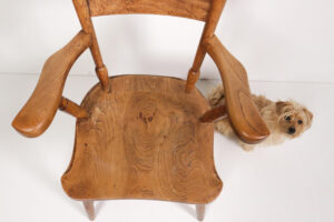 Brutalist eiken haardstoel wabi-sabi fauteuil – foto 3