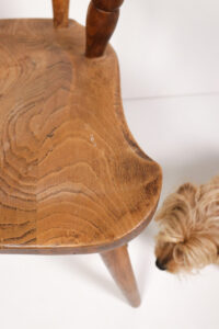Brutalist eiken haardstoel wabi-sabi fauteuil – foto 4