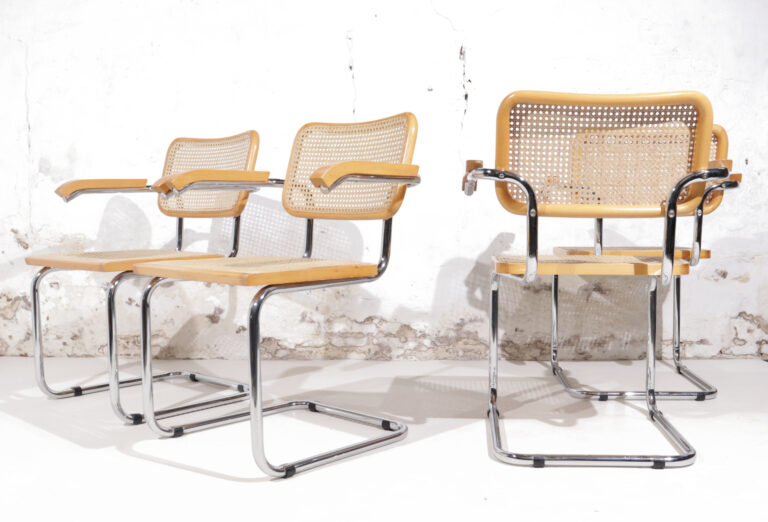 Set of 4 Midcentury Marcel Breuer S64 Cesca Chairs, Fasem Italy.