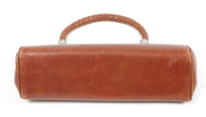 Klein art deco avondtasje bruin geribbeld leer 1920 – foto 13