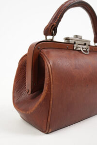 Art deco handtas bruin geribbeld leer 1920 – foto 4