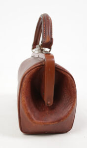 Art deco handtas bruin geribbeld leer 1920 – foto 5