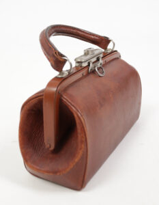 Art deco handtas bruin geribbeld leer 1920 – foto 7