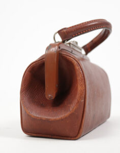 Art deco handtas bruin geribbeld leer 1920 – foto 8