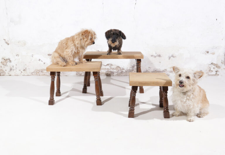 Brutalist Nesting Tables Bi-Color Oak Midcentury