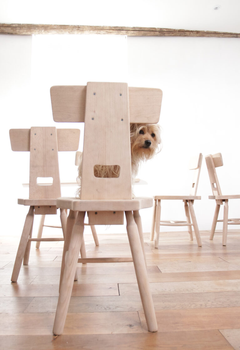 Brutalist Pierre Chapo Style T-back Dutch Design Beech wood