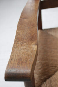 Hollandse eiken ladderback fauteuil met biezen zitting jaren 30 – foto 18