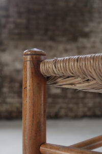 Oude Hollandse eiken ladderback stoel met biezen zitting – foto 13