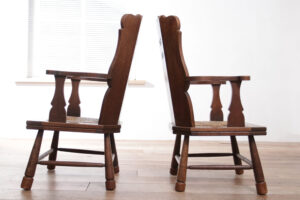 Brutalist eiken loungestoel met biezen zitting circa 1935 – foto 10