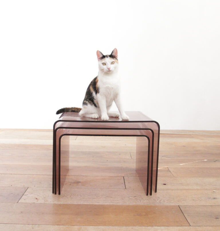Vintage Plexiglas Nesttafels uit de jaren 70 Roche Bobois door Michel Dumas