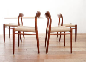 Niels Otto Møller model 75 teak eetkamerstoelen papercord – foto 12