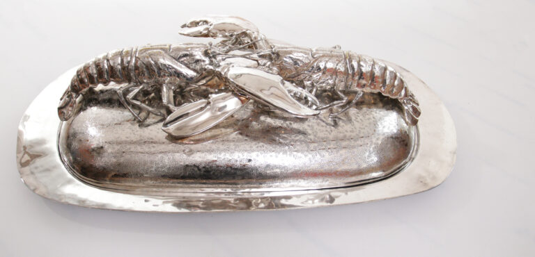 Franco Lapini King Size Lobsters Dish Silver Plate, circa 1970