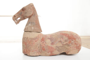 Chinees aardewerk paard met losse kop in Han-stijl, beschilderd terracotta – foto 2