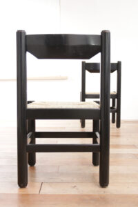 Zwarte biezen eetkamerstoelen Vico Magistretti Perriand stijl jaren 70 – foto 14