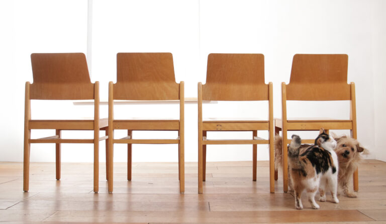Vintage Design houten stoelen met plaats voor je tijdschrift