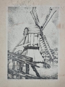 Litho standerdmolen stippeltechniek gesigneerd genummerd 5-100 – foto 2