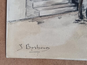 Pentekening oosterse straatscene gesigneerd J Bosboom – foto 2