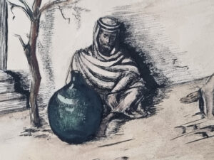 Pentekening oosterse straatscene gesigneerd J Bosboom – foto 3