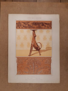 Art nouveau litho Verneuil hond kandelaar bijen fries 1897 – foto 1