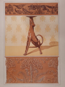 Art nouveau litho Verneuil hond kandelaar bijen fries 1897 – foto 3