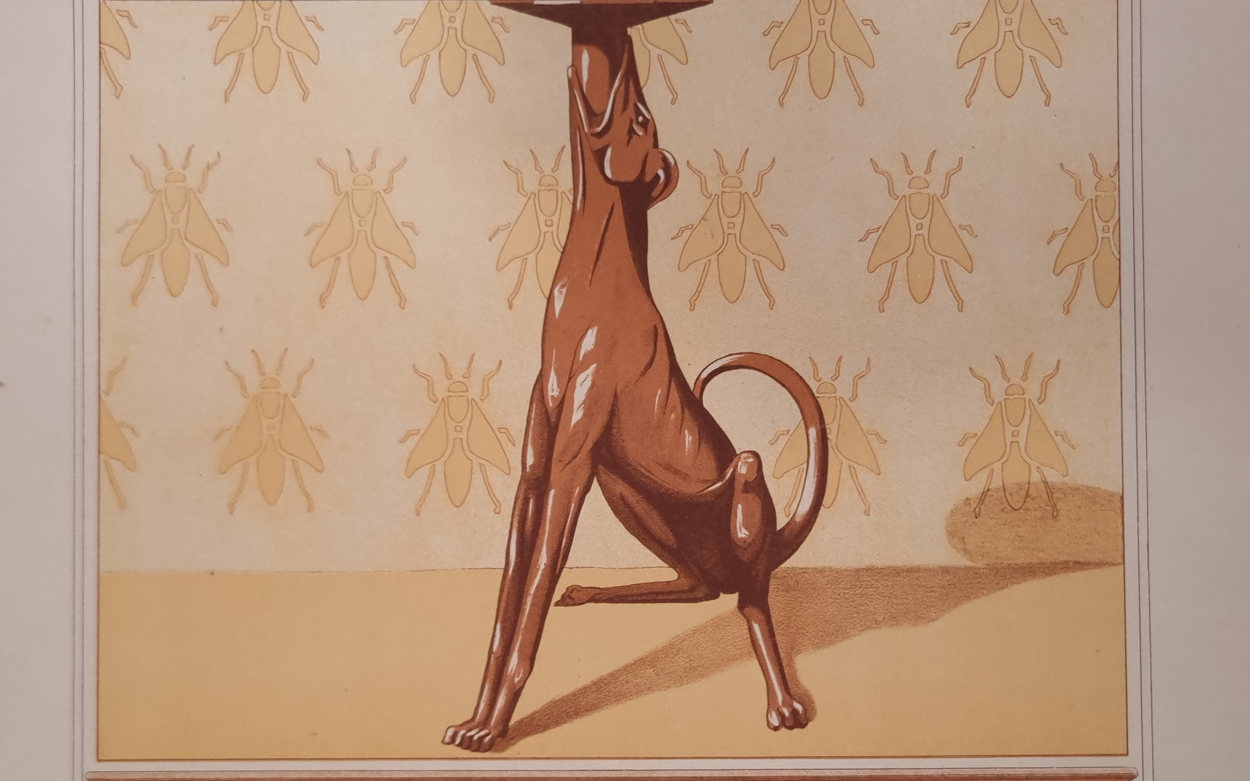 Art nouveau litho Verneuil hond kandelaar bijen fries 1897 – hoofdfoto
