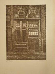 Prent Amsterdamse gevel Anno 1648 gesigneerd D F Eberhardt – foto 3