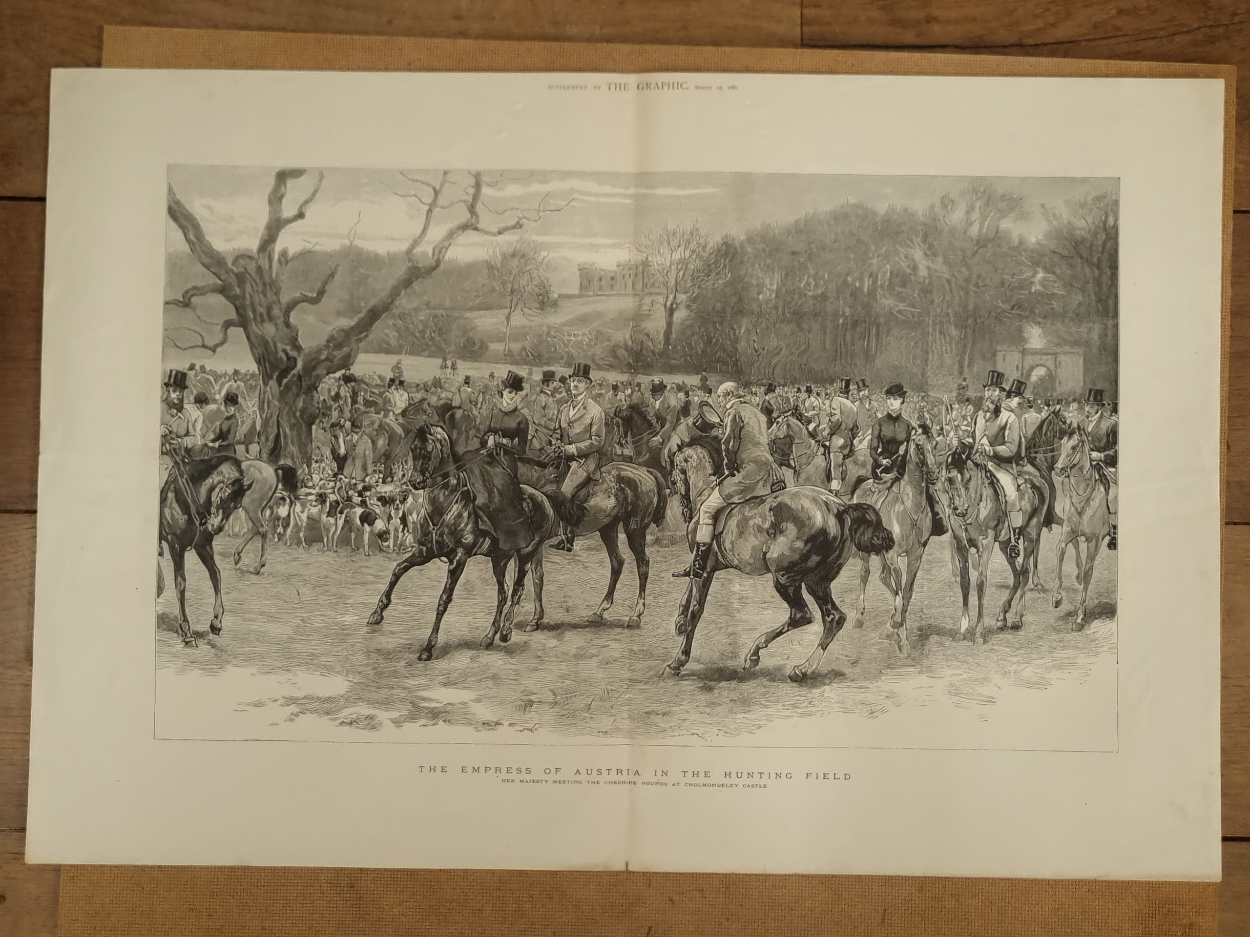 Houtgravure Empress of Austria hunting field The Graphic 1881 Sisi – foto 1