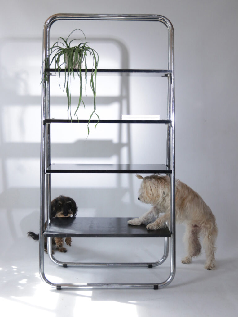 Vintage Design Wandrek Zwart Chroom ’80