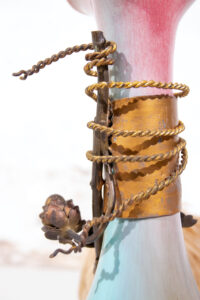 Art nouveau Jugendstil vaaslamp brons vlieg hop – foto 13
