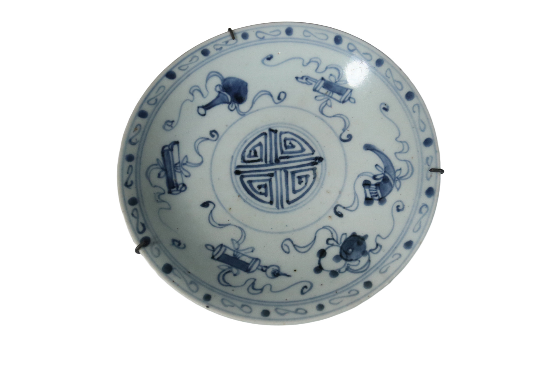 Chinees blauw-wit bord shou-teken kostbaarheden Fujian – foto 1
