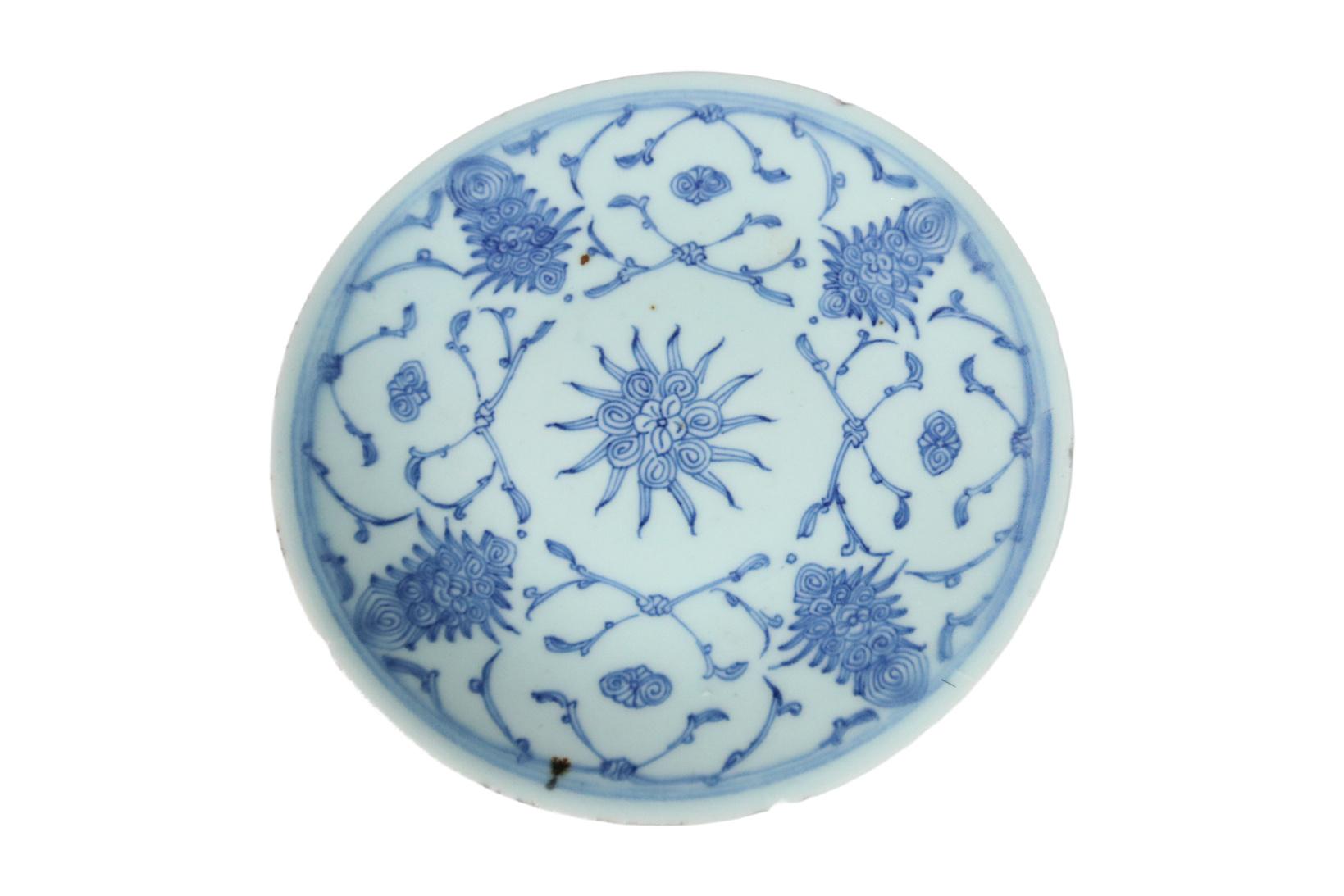 Chinese blauw-witte schotel lotusranken laat-Qing – foto 1