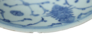 Chinese blauw-witte schotel lotusranken laat-Qing – foto 3
