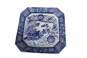 Japanse achthoekige schaal blauw-wit inban Meiji – foto 1