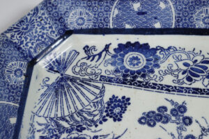 Japanse achthoekige schaal blauw-wit inban Meiji – foto 2