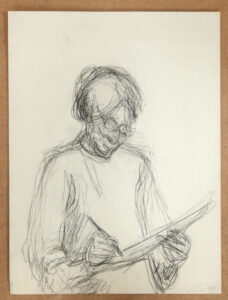 Houtskool portret oudere vrouw dubbelzijdige tekening 1979 – foto 4