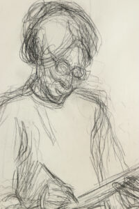 Houtskool portret oudere vrouw dubbelzijdige tekening 1979 – foto 5